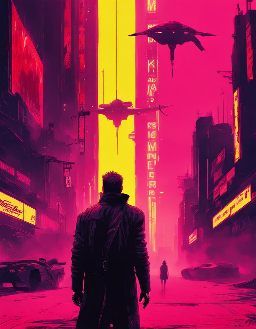 Cyberpunk Dreamscape: Suspense and Shadow in Neon