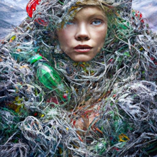 Surreal Ocean Woman Made of Plastic Waste