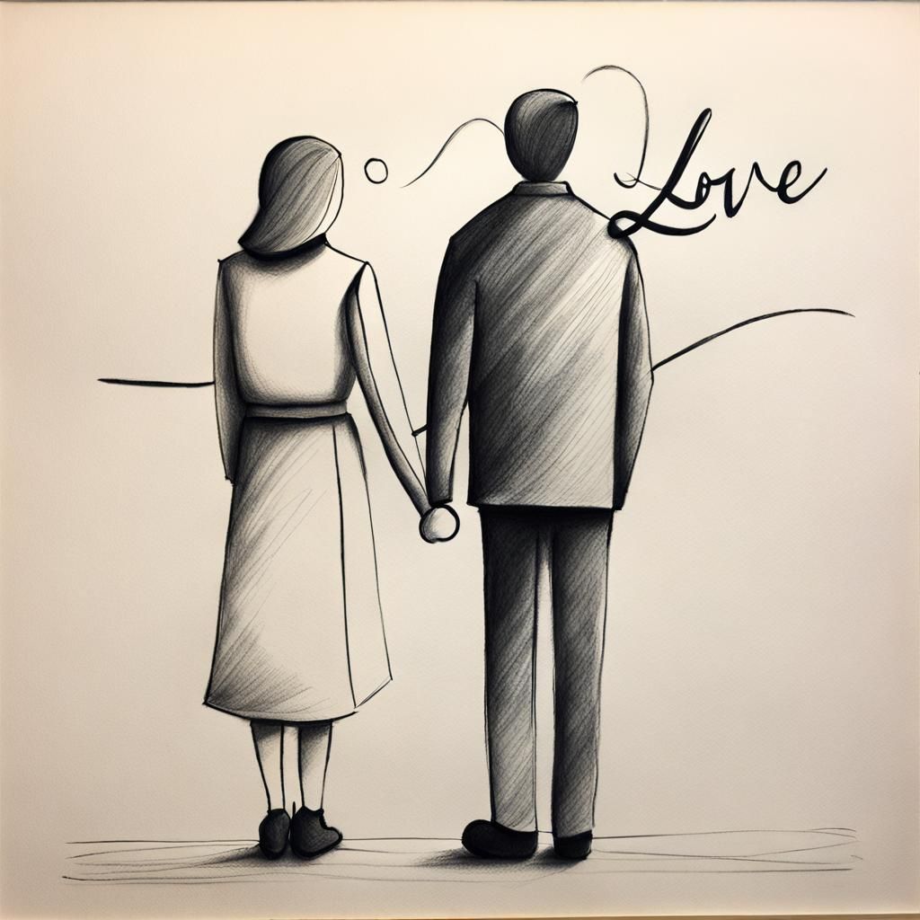 Minimalist Line Art: Man, Woman, and Love