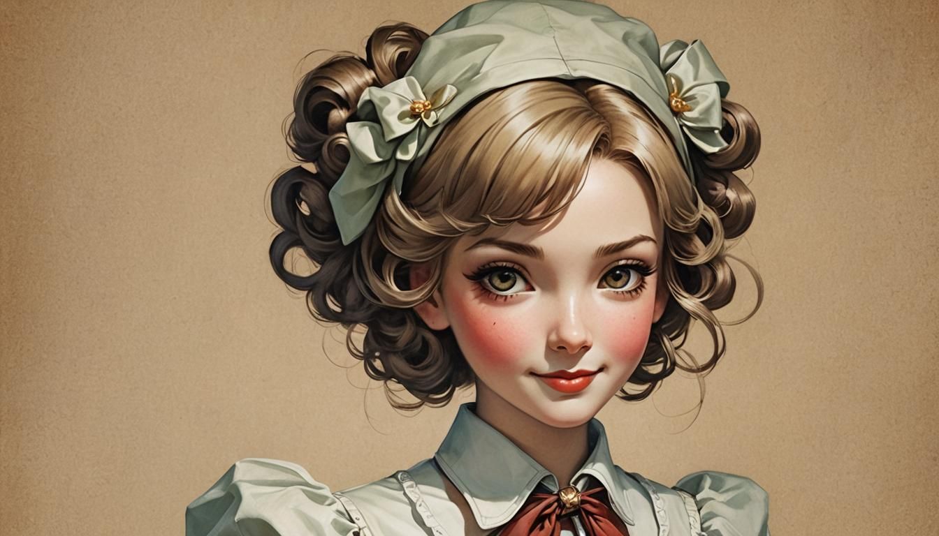 Anime Woman Doll in Kawaii Style with Glass Dress