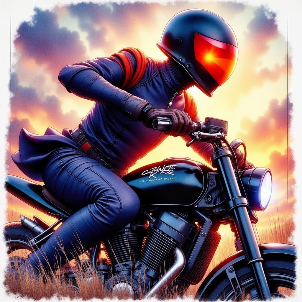 Captain Riker Rides in Retro-Futuristic Style