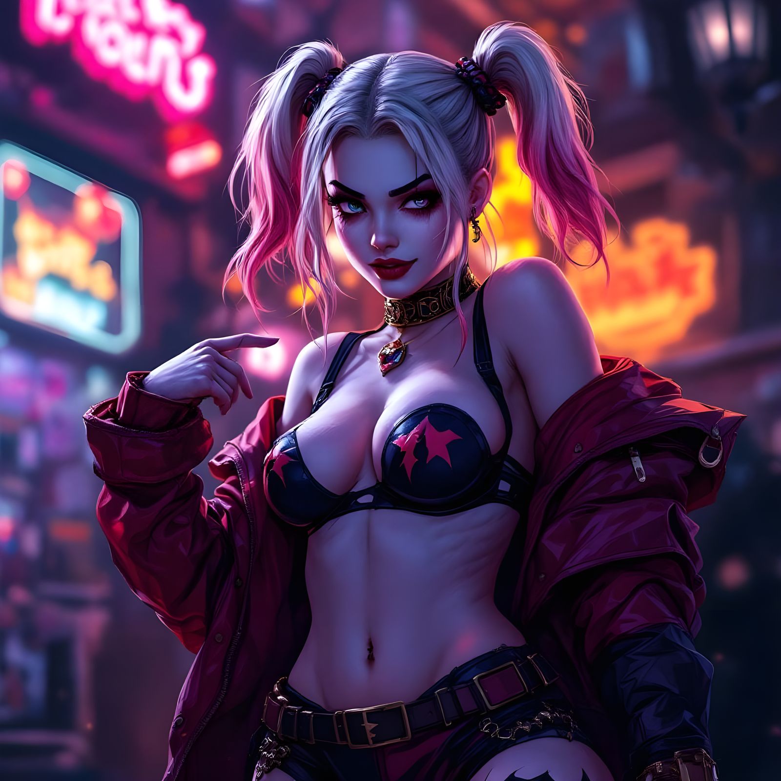 Harley Quinn in Cel-Shaded Anime Style