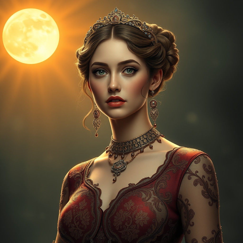 Persian Woman with Golden Jewelry in Hyperrealism