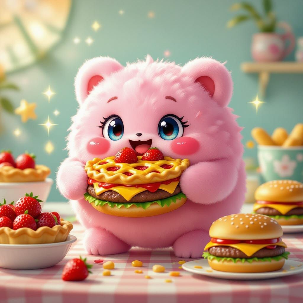 Kirby Enjoys a Feast in a Whimsical Pastel World