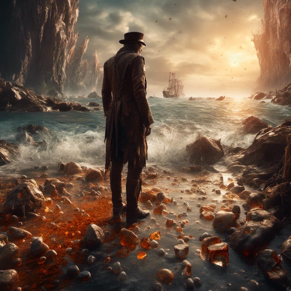 Amber Nuggets on a Macabre Beach Scene