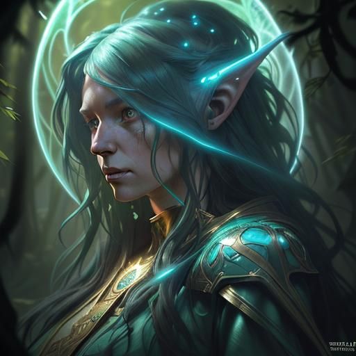 Wizard Portrait in Alien Forest, Hyperdetailed Art