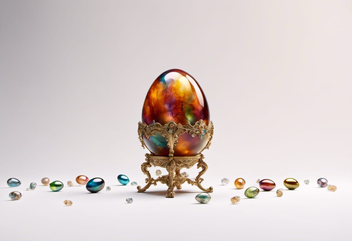 Bejeweled Eggs in Gold Bowl, Fantasy Concept Art
