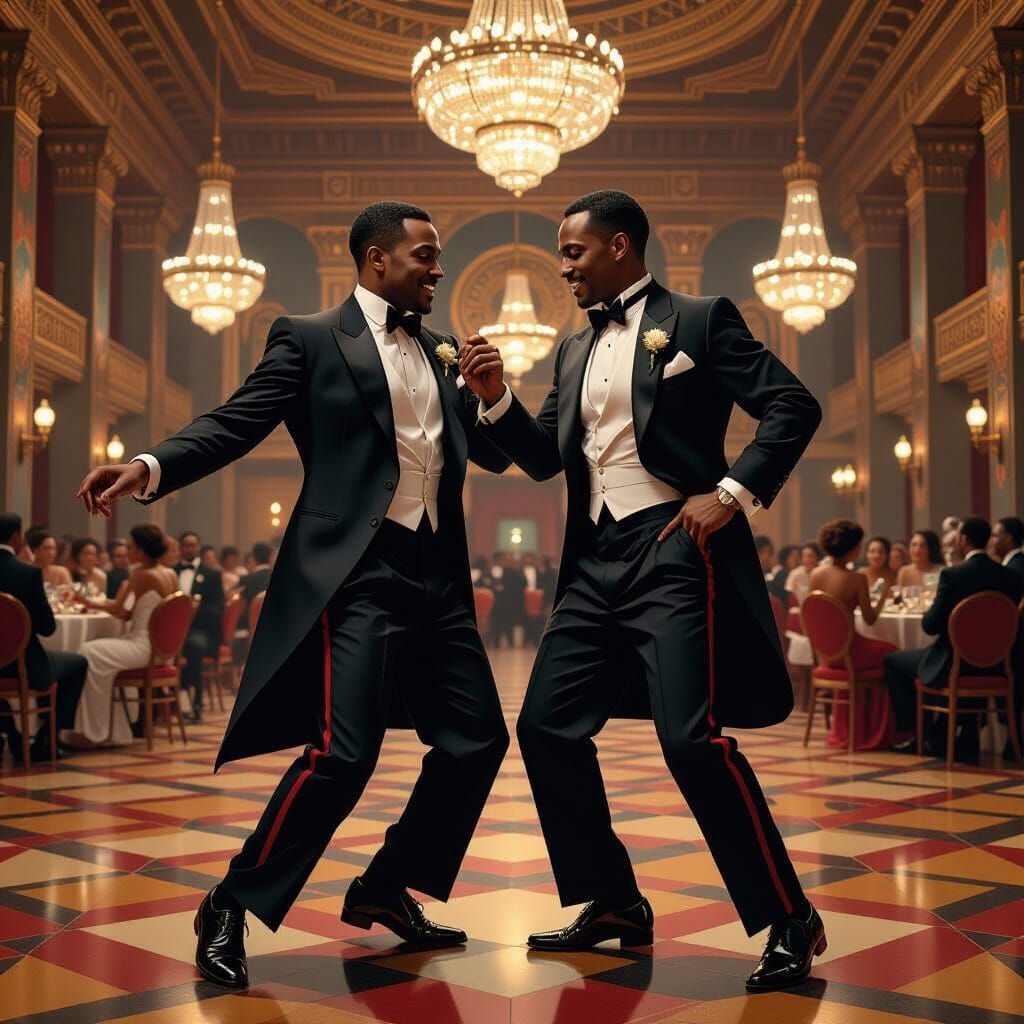 Harlem Renaissance Men Dancing in Art Deco Style