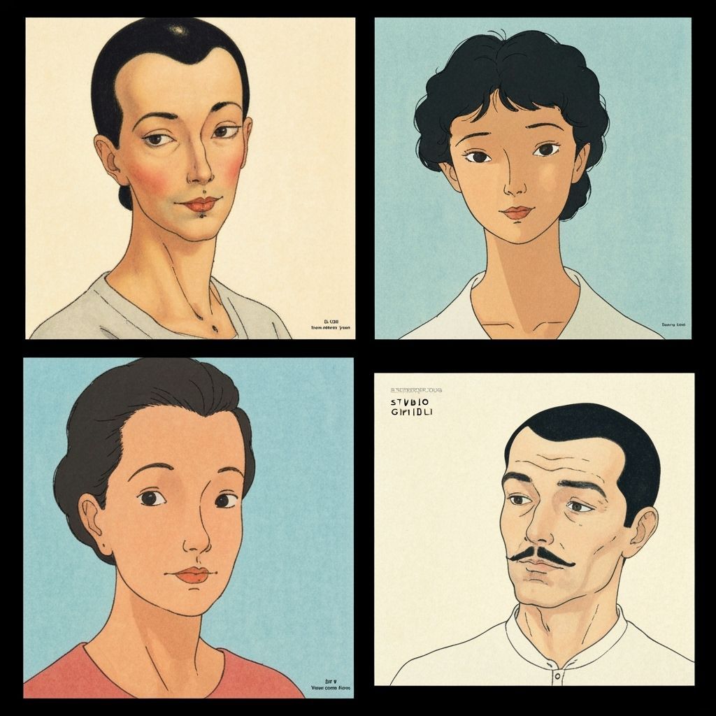 Amedeo Modigliani and Studio Ghibli Inspired Portrait