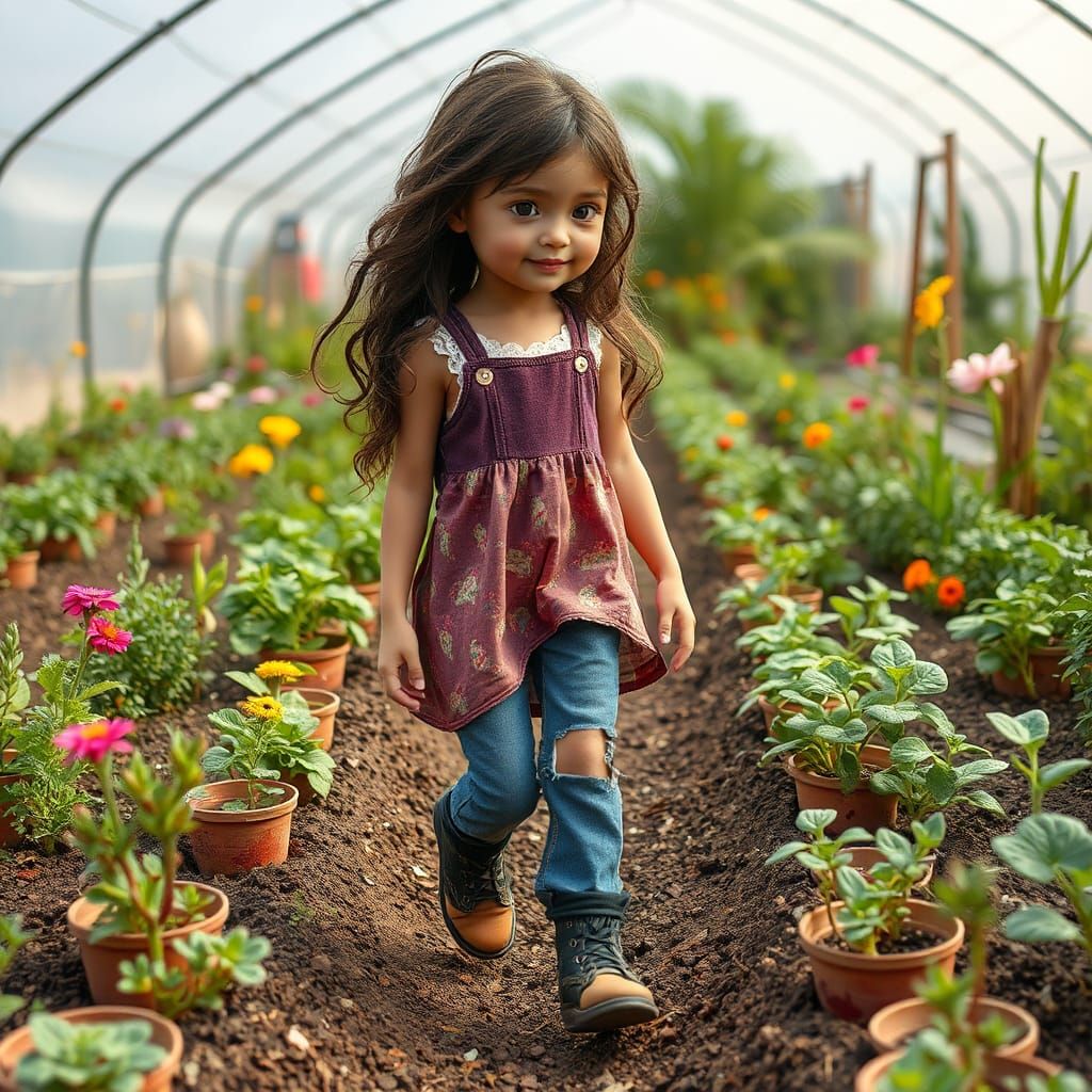 Organic Motherboard Garden Girl Walking