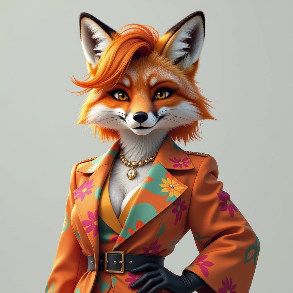 Chic Anthropomorphic Fox in Avant-Garde Fashion