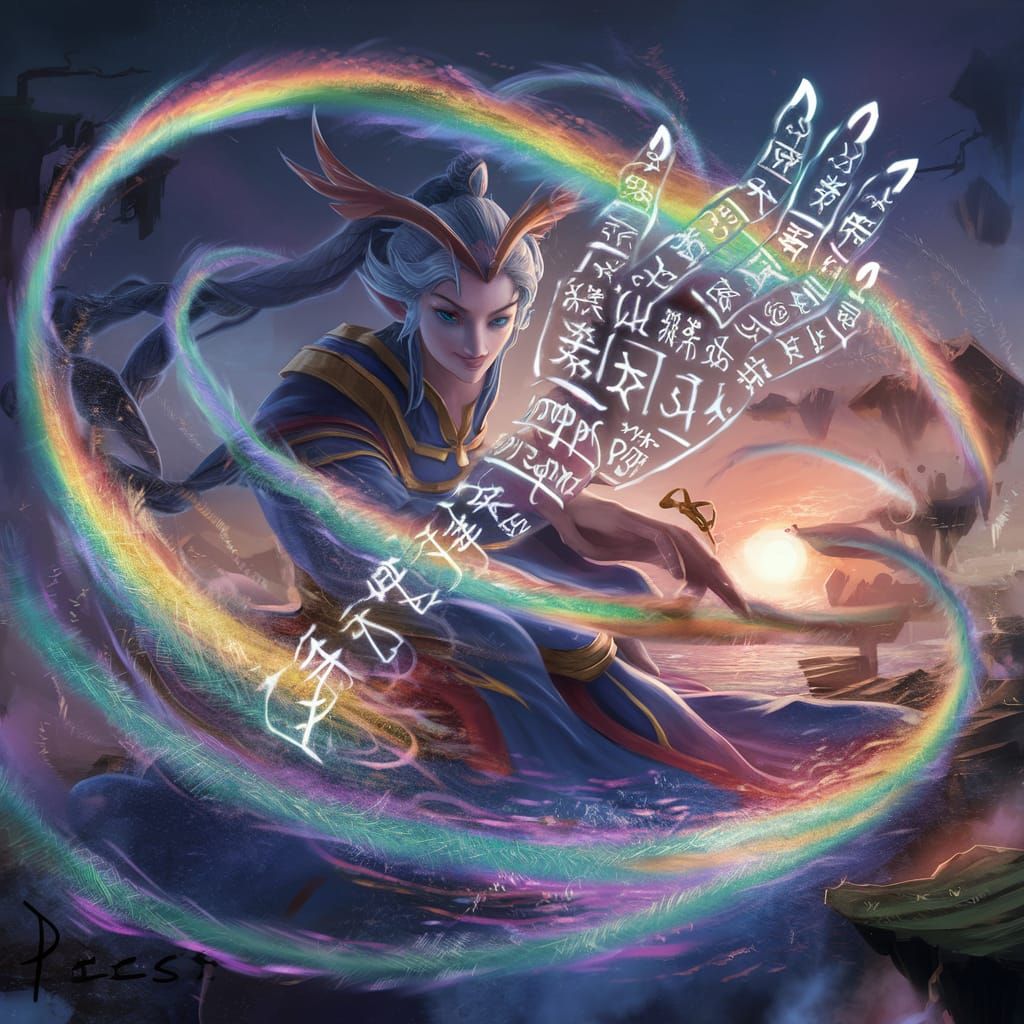 Rainbow Writes Fate with Mystic Symbols
