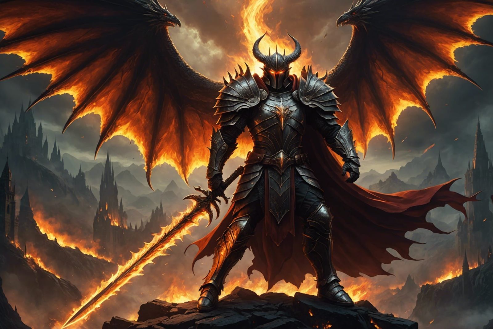 Winged Warrior in Dark Fantasy Style