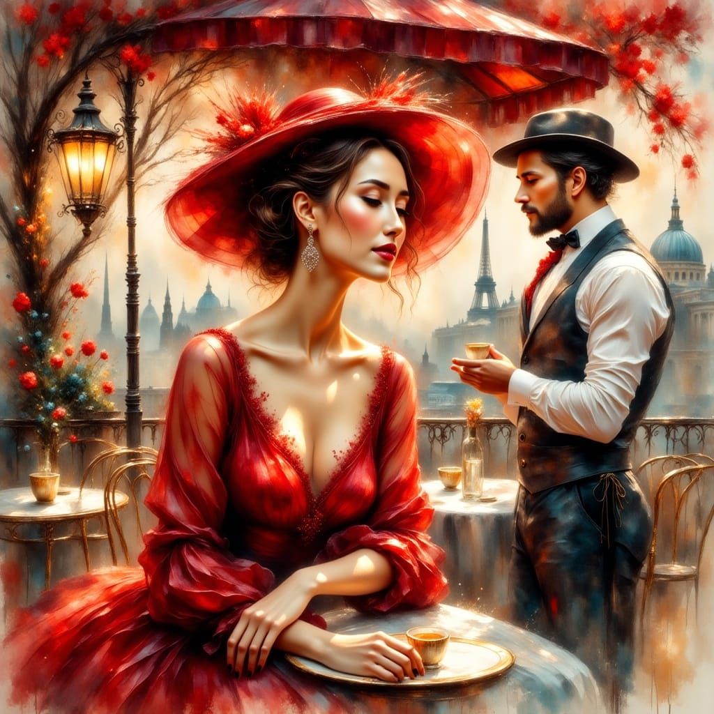 Elegant Woman in Paris: Impressionistic Watercolor