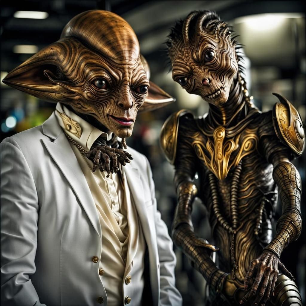 Photorealistic Aliens in Exotic Fashion: Detailed 8K