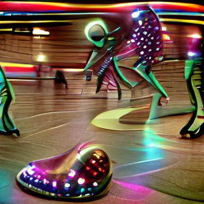 Funky Alien Roller Disco in 70s Style