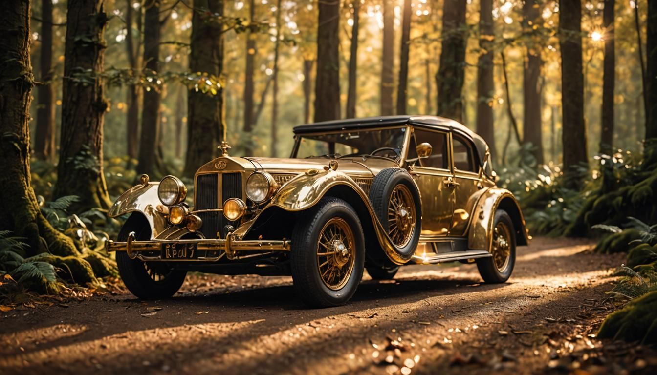 Luxury Elven Car in Golden Forest Photography