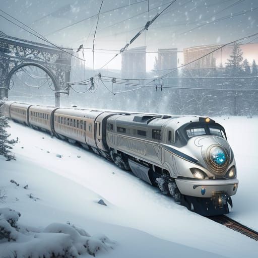 A futuristic design-style train, adorned with elegant, intri...