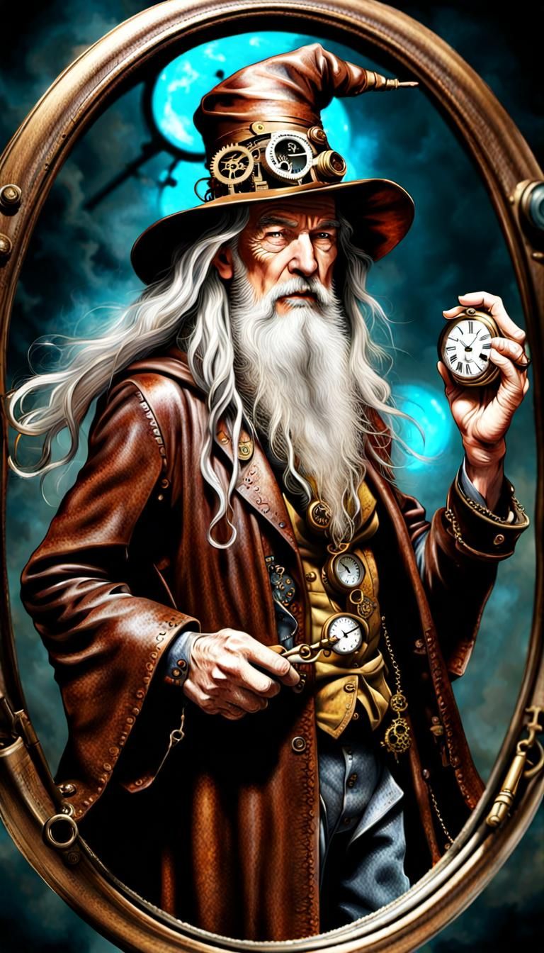 Steampunk Gandalf Emerges from Pocket Watch