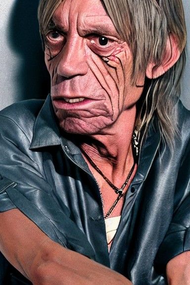 Iggy Pop as Keith Richards: Hyperdetailed Portrait