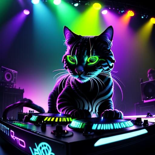 Garfield the DJ: 3D Digital Art in Dance Club