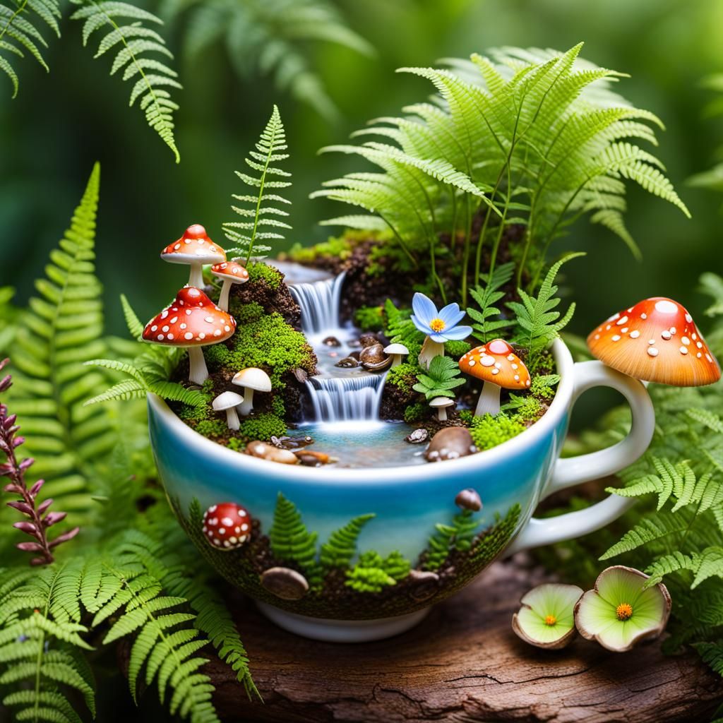 Magical Fairy Garden in Teacup Ecosystem