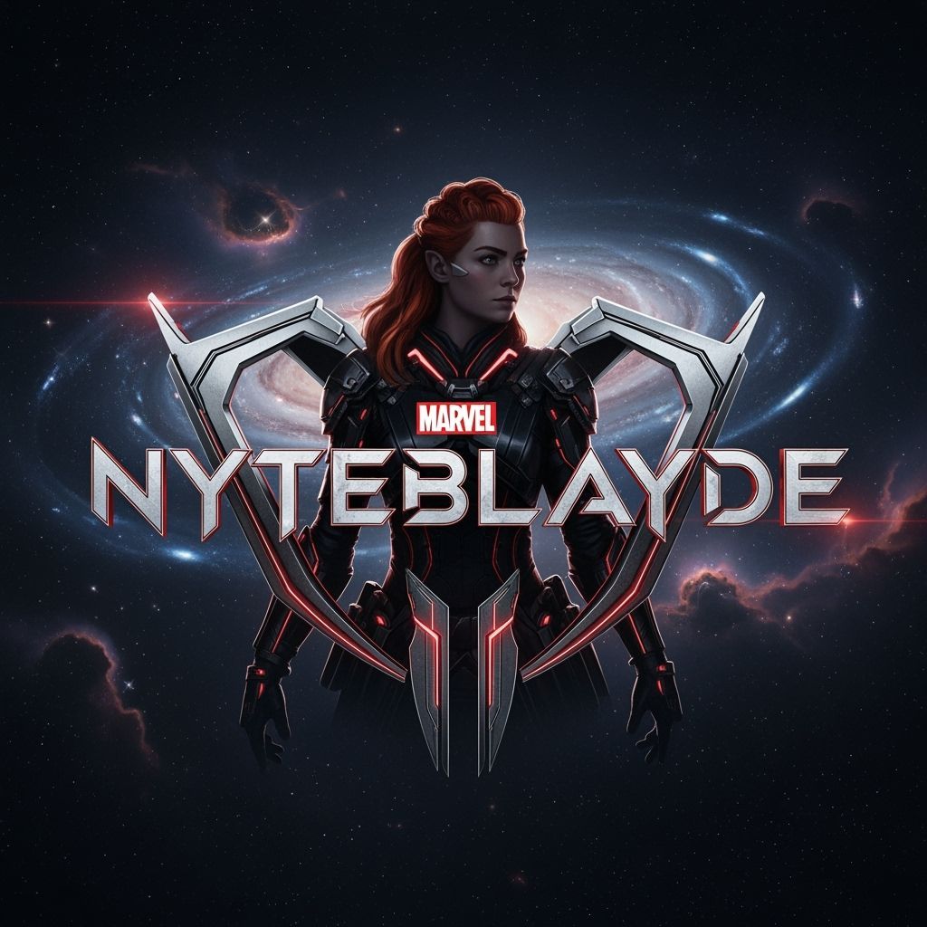 Marvel's Nyteblayde Movie Logo with Starfighter Pilot