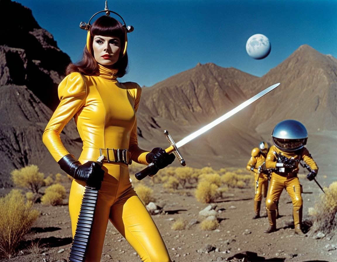 1960s Grindhouse Samurai Woman on Alien Planet