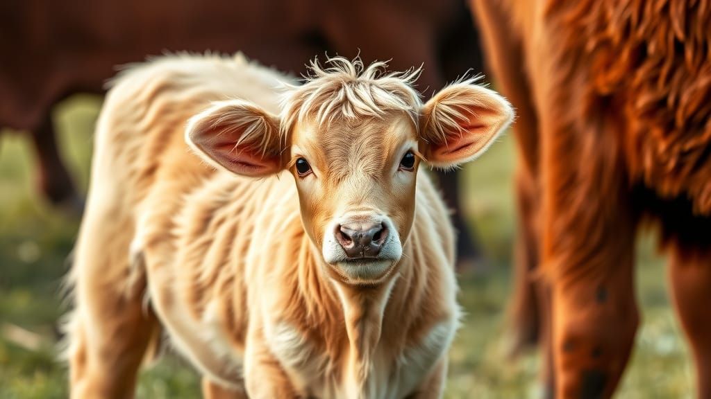 There once was a wee coo, with a wee poof of hair in the mid...