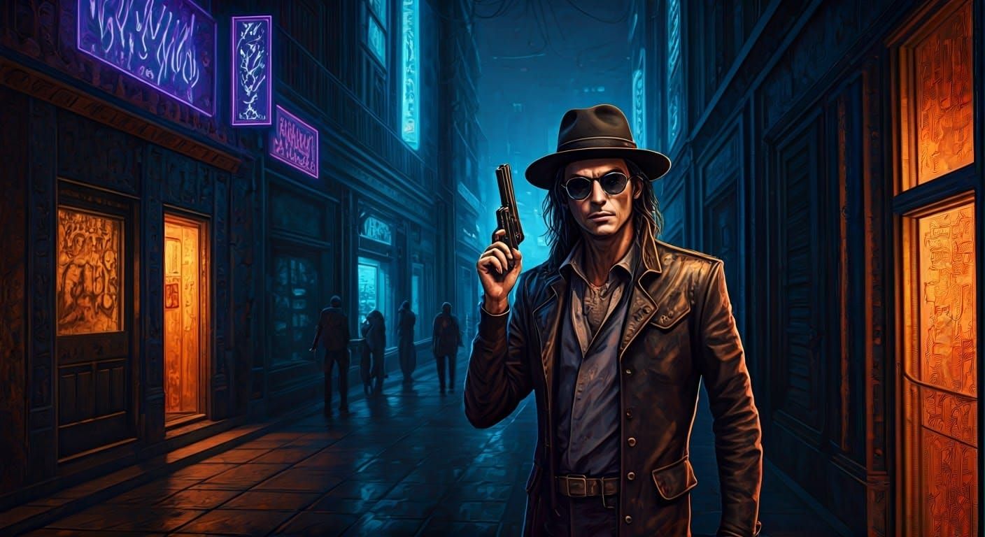 Dark City Noir: Gritty Fantasy Crime Scene with D&D NPC