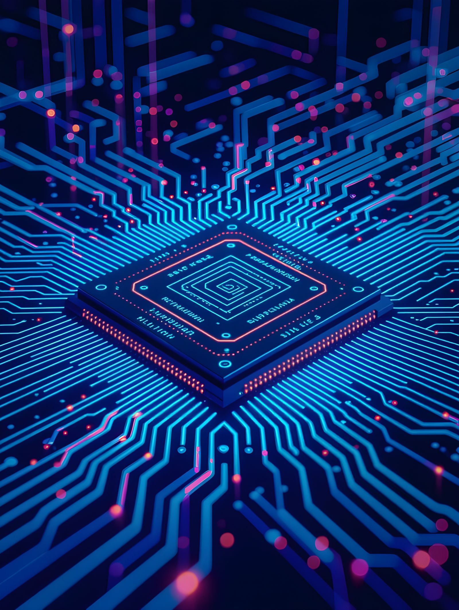 Cyberpunk System Board in Glowing Opalescent Hues