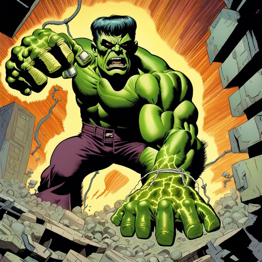Frankenstein as The Hulk in Comic Book Style