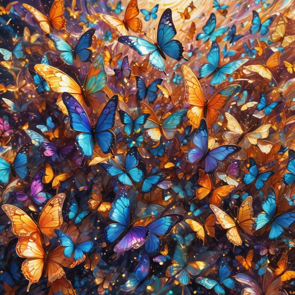 Butterflies Dance in Sunlight: Cosmic Astral Illustration