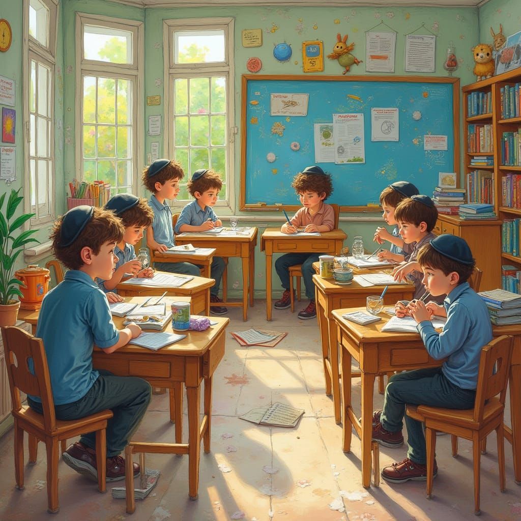 Jewish Students Master Skills in Animated Classroom Scene
