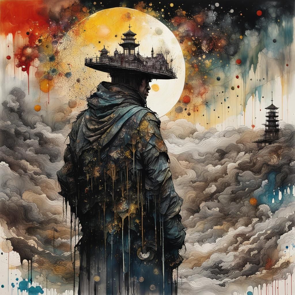 Fool on the Hill: Dark Whimsical Fantasy Illustration