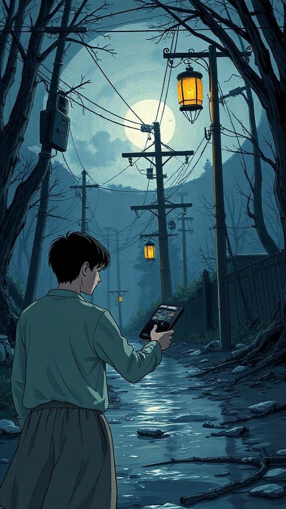 Surreal Scene in Style of Otto Dix and Ghibli