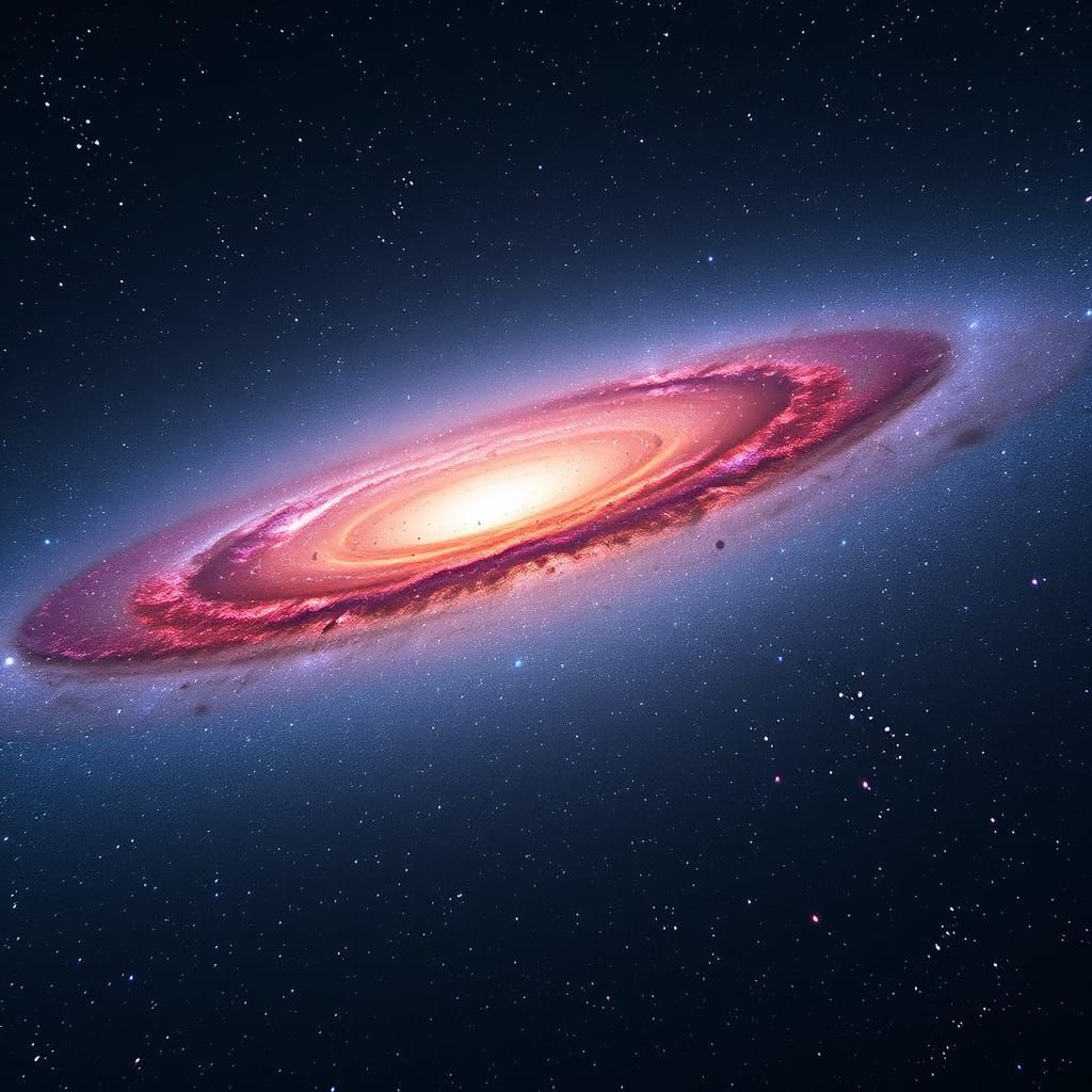 Cosmic Galaxy Panorama in Vibrant Hues and Delicate Textures