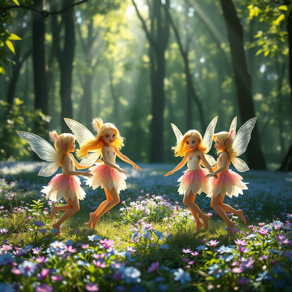 Petite Fairies Dance in Enchanted Forest