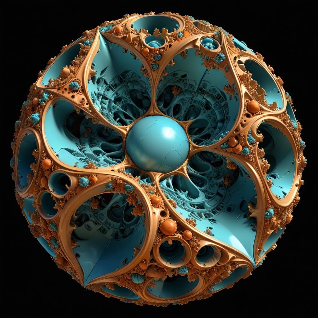 Intricate 3D Fractal Surface Generated by Hybrid Iteration