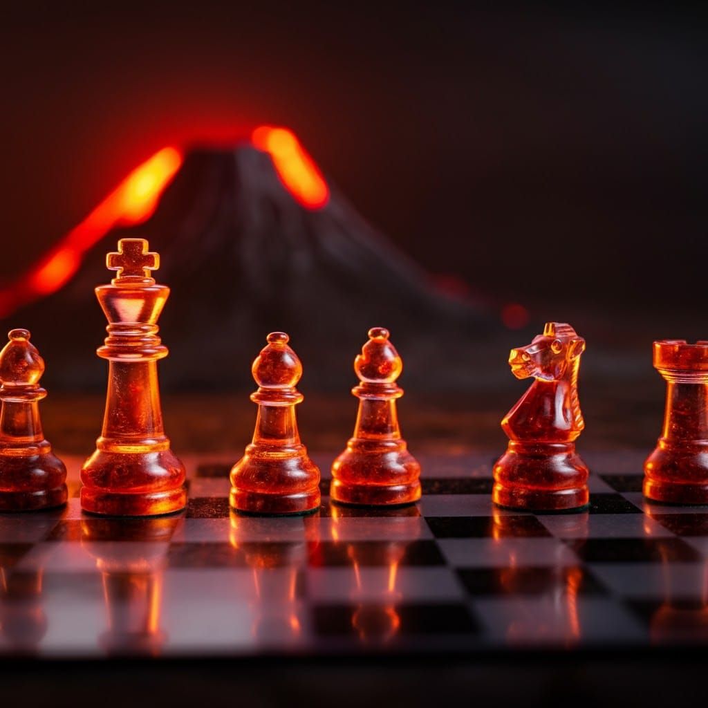 Lava Chess with Chromatic Resin Figures