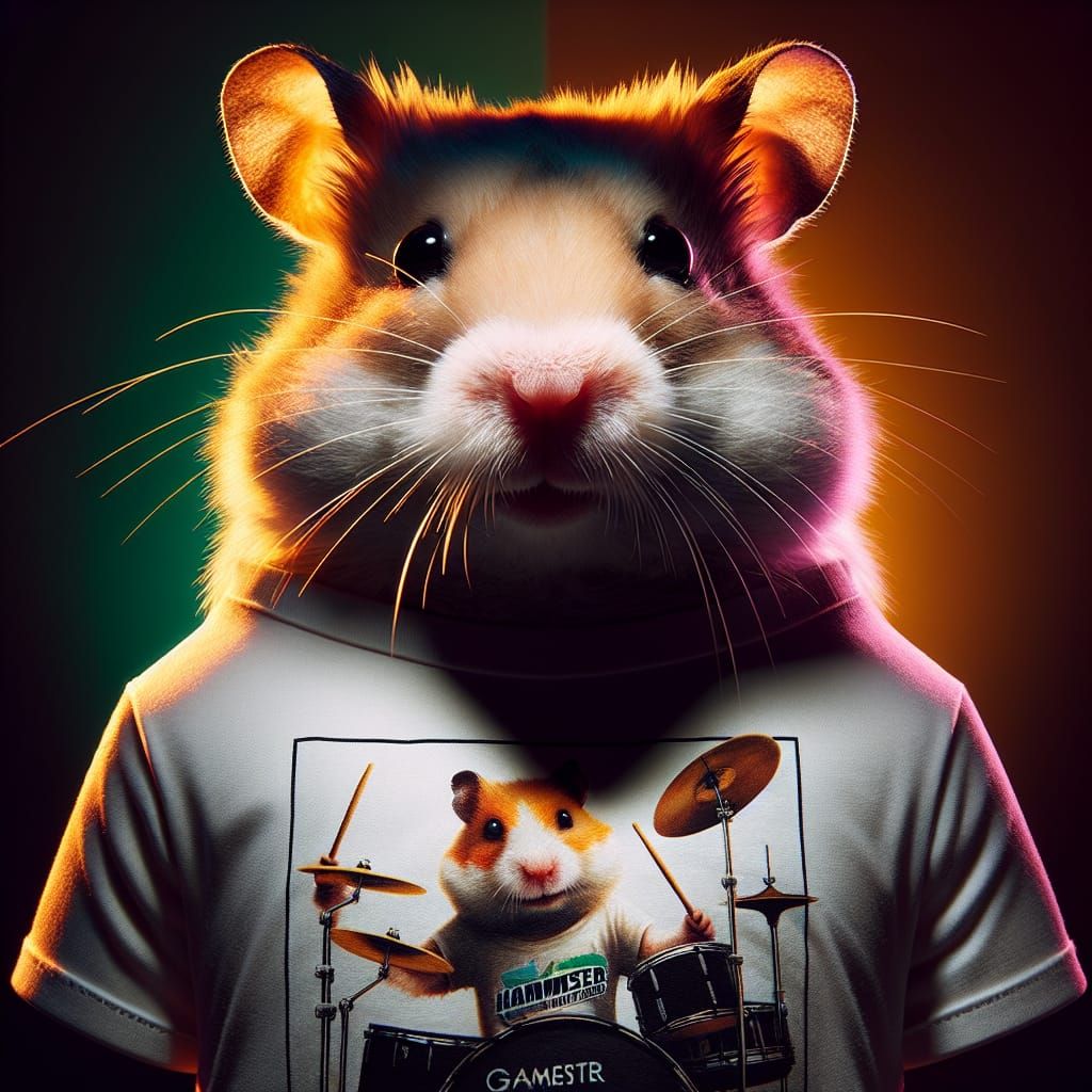 Hyperrealistic Hamster Gamer Drummer Concept Art