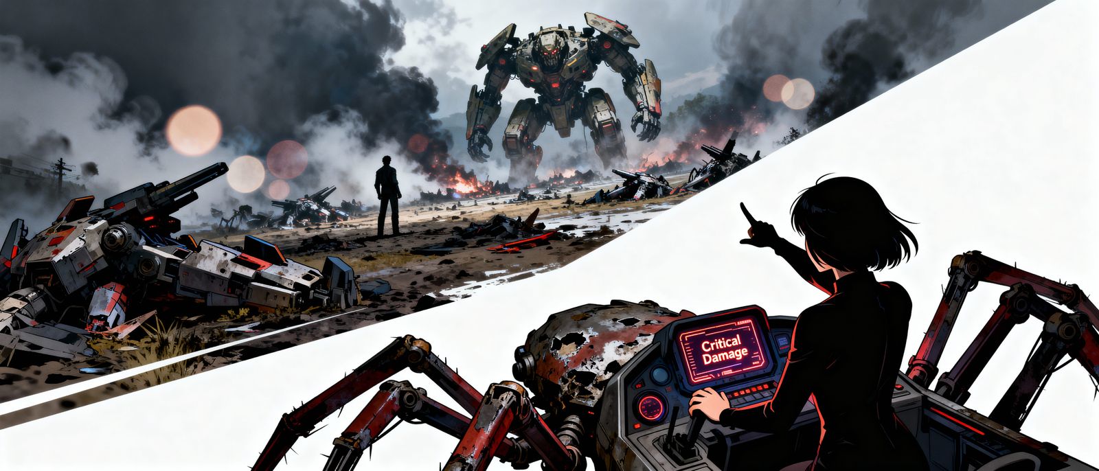 Anime Mech Battlefield with Cockpit Pilot