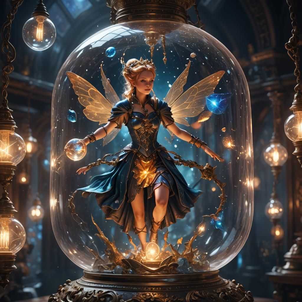 Space Fairy Trapped in Antique Glass Lamp
