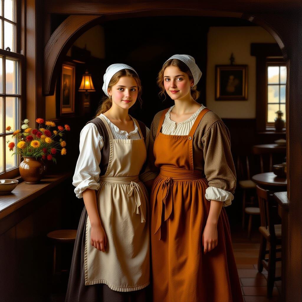 Cozy Inn Scene in the Style of Vermeer