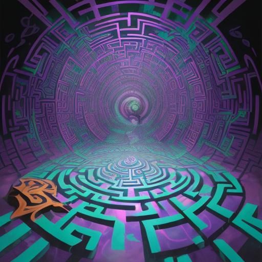 Mind-Altering Wizard Labyrinth in Graffiti Art Style