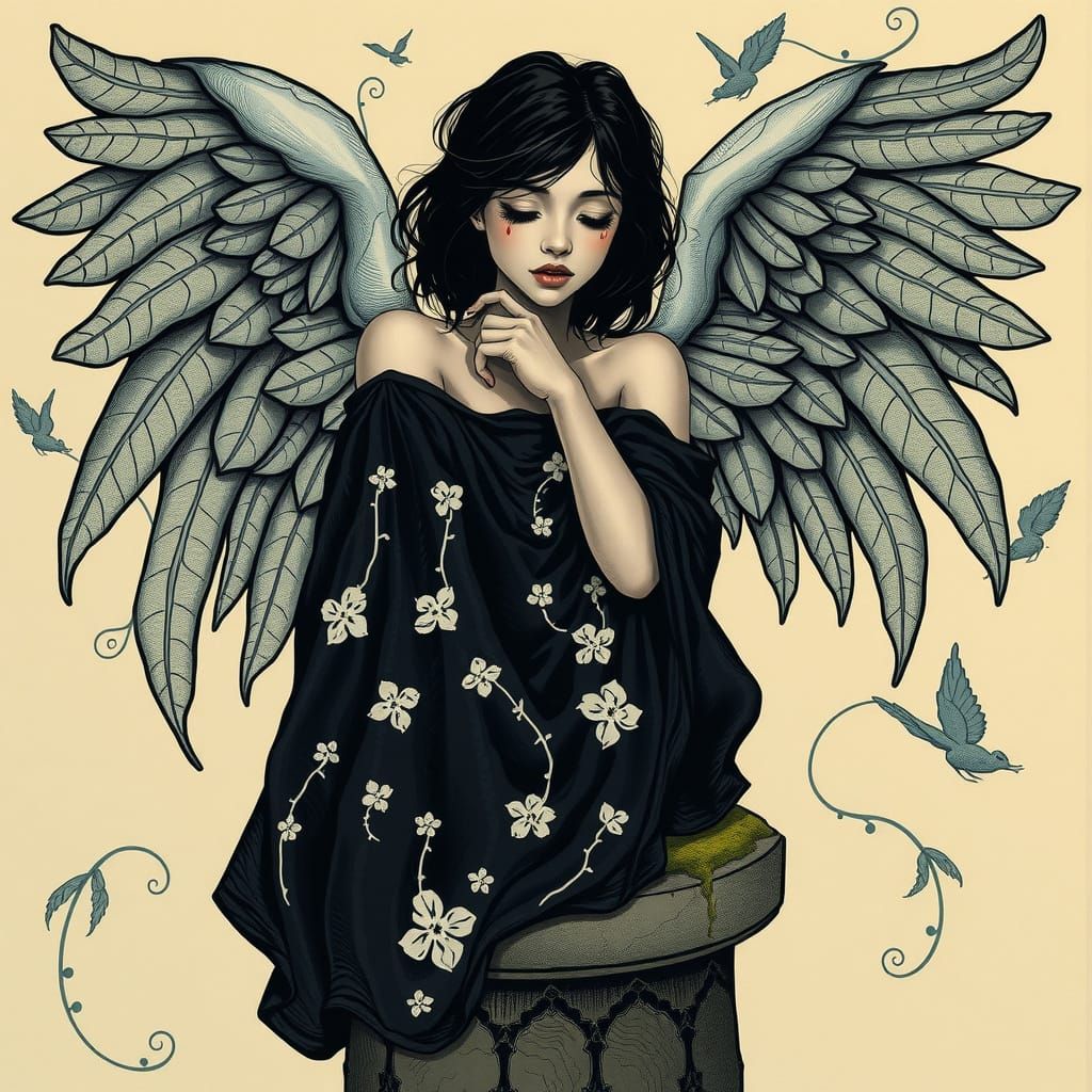 Angel in Cherry Blossom Whispers