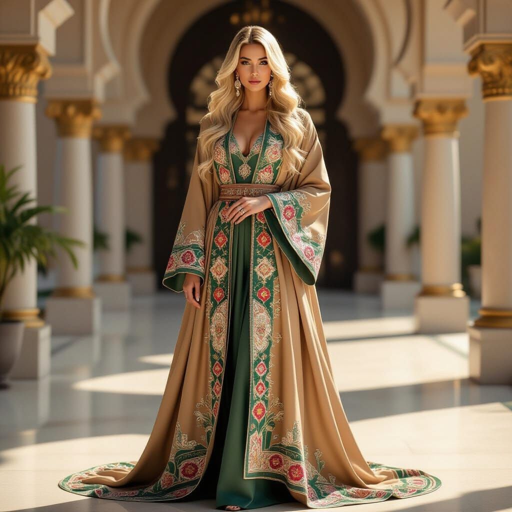 High Fashion Abaya on a Royal Blonde Woman