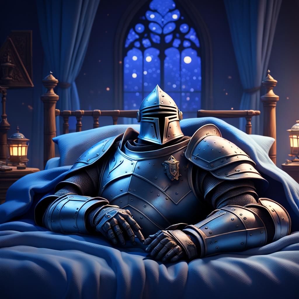 Knight in Armor Sleeping: 3D Digital Art