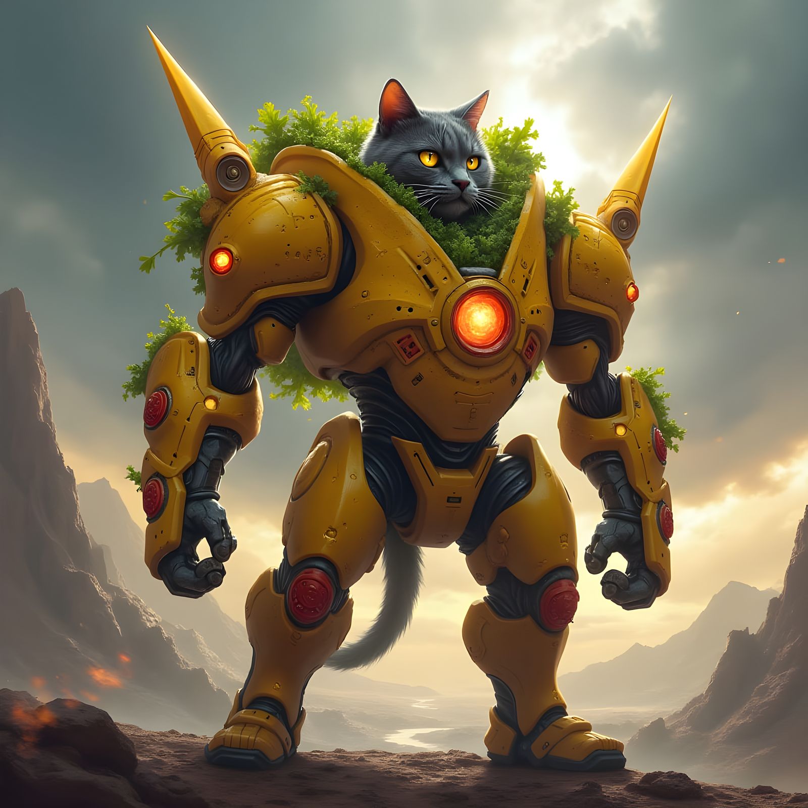 Epic Warrior-Tacocat in Fantasy-Mech Taco Suit