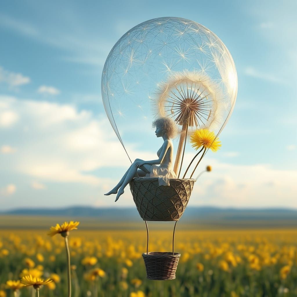 Ethereal Filigree Being in Dandelion Balloon